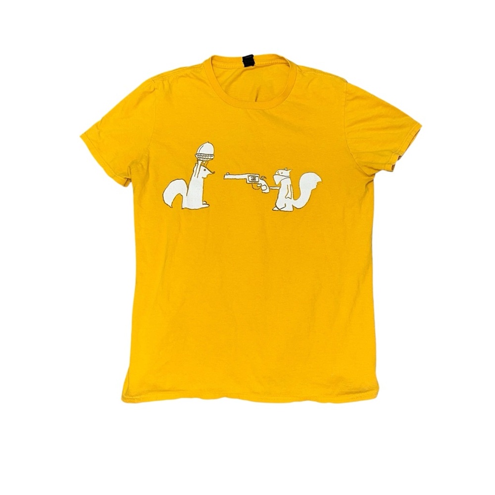 Anvil Yellow Graphic 100% Cotton Unisex T-shirt Size Small Streetwear Casual